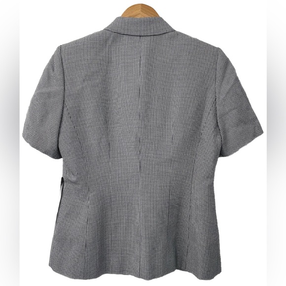 Le Suit Petite Blazer Women’s 6P Black White Houndstooth Short Sleeve NWT $200 - Picture 3 of 8